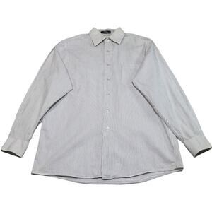 Calvin Klein Men's Shirt Size Medium White Pinstripe Button Up Long Sleeve M